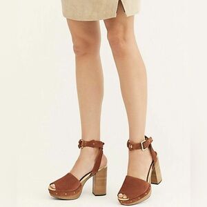 Free People Justine Platform Block Heel Sandal BOURBON OB951323 Size 37